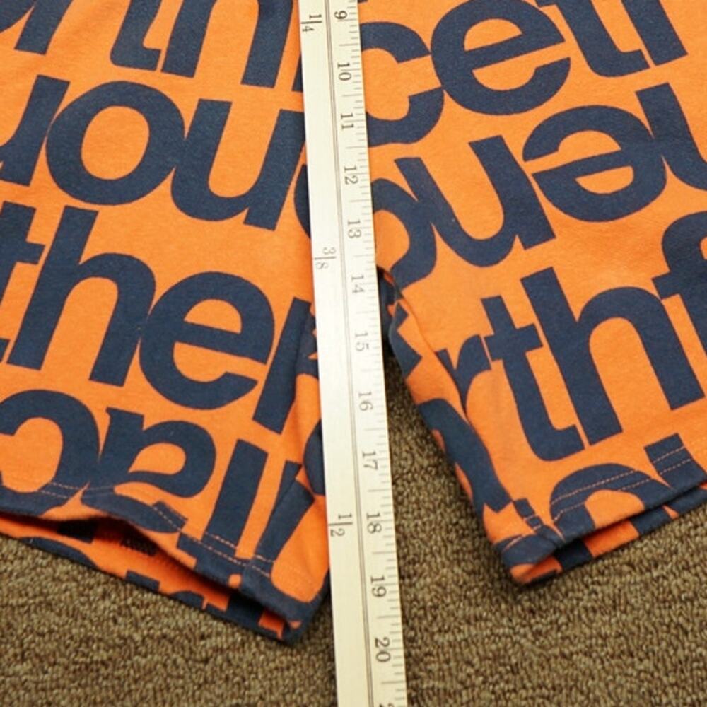 The North Face AOP Fleece Shorts Orange Blue Logo Print Mens Large Casual - Picture 5 of 6